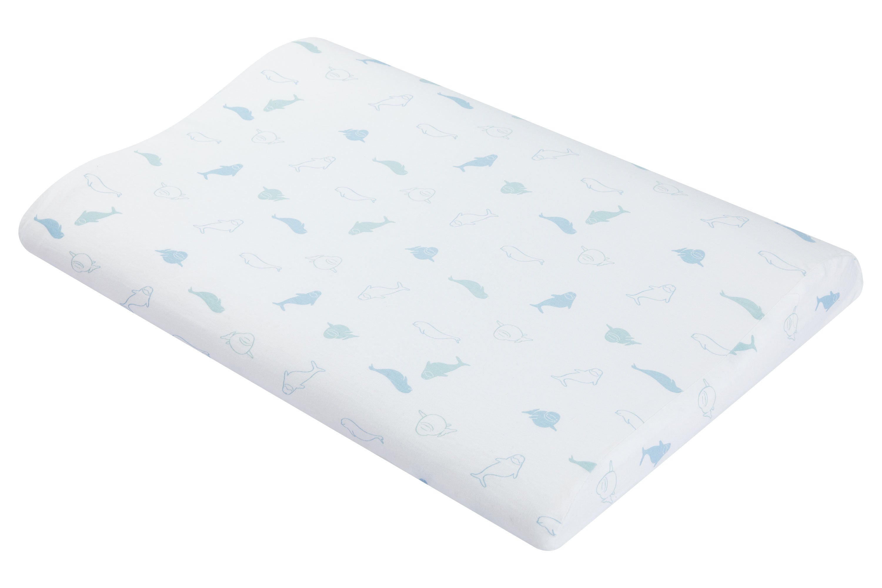 Nest Designs Organic Cotton Toddler Pillow with Pillowcase (Medium) - Baby Beluga-1