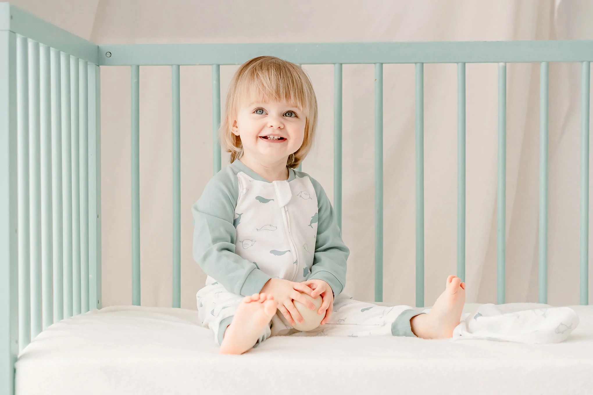 Nest Designs Organic Cotton One-Piece Zip Footless Sleeper - Baby Beluga-1