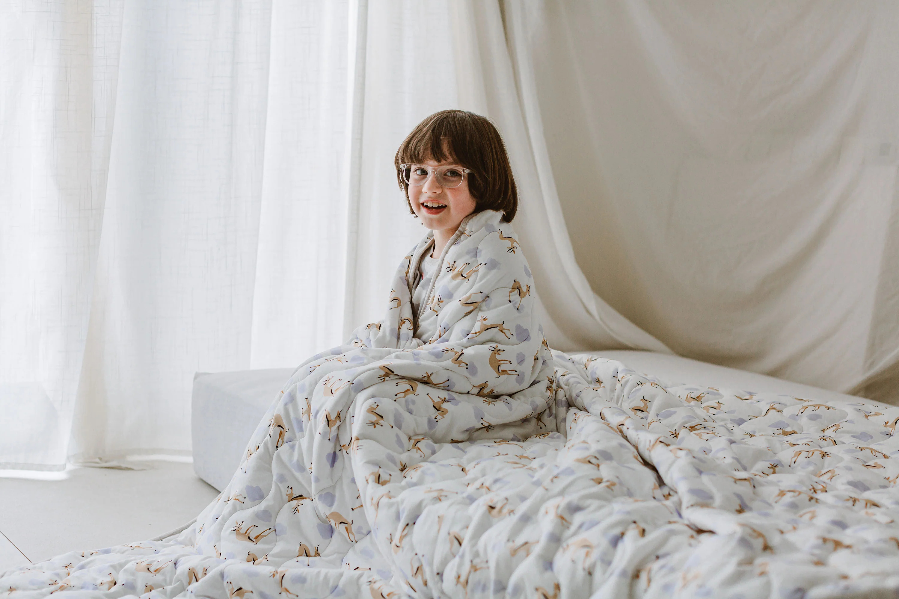 Nest Designs Large Quilted Bamboo Winter Blanket 3.2 TOG - Gazelle Sky-2
