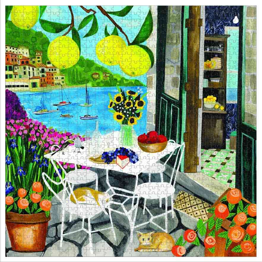 美国eeBoo绝美插画拼图 Cats in Positano 1000 Piece Puzzle-1